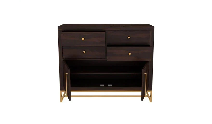 Angus Solid Wood Chest Of Drawers In Walnut Finish